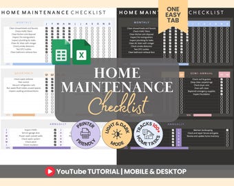 Liste de contrôle pour l'entretien de la maison Feuille de calcul d'entretien imprimable Liste de contrôle pour le nettoyage de la maison Liste de contrôle mensuelle pour l'aménagement d'une maison