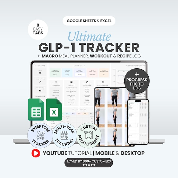 glp 1 macros GLP1 Tracker Spreadsheet Weight Loss Planner Google Sheets Macro Meal  Planner Peptide Tracker Macro Calculator Grocery List Template