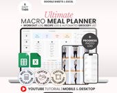Macro Meal Planner Google Sheets Calorie Calculator Macro Tracker Weight Loss Tracker Grocery List Template Recipe Journal Calorie Deficit