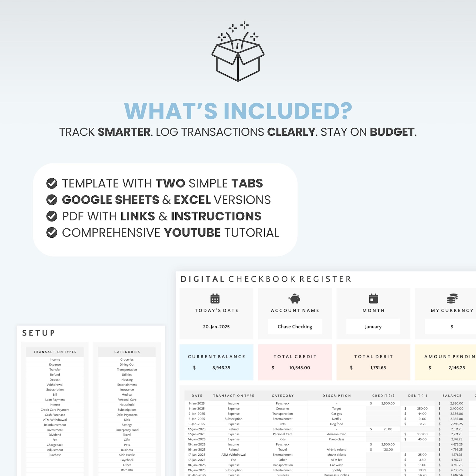 Digital Checkbook Register Google Sheets Checkbook Template Excel ...