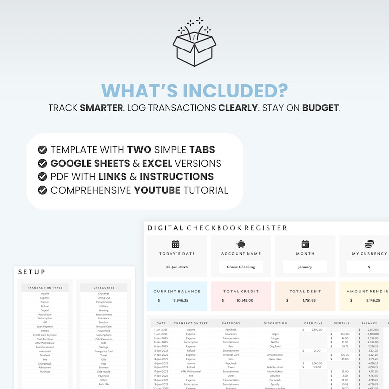 Digital Checkbook Register Google Sheets Checkbook Template Excel ...