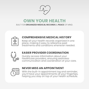 Digital Medical Organizer Doctor Appointment Tracker Medication Log Doctor Visit Record Template Family Medical History Wellness Tracker image 2