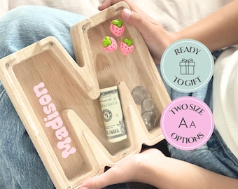 First Birthday Gift For Girls Custom First Day Of School Gift Piggy Bank Letter Nursery Decor Girl Baby Gift Custom Toddler Gift Money Box