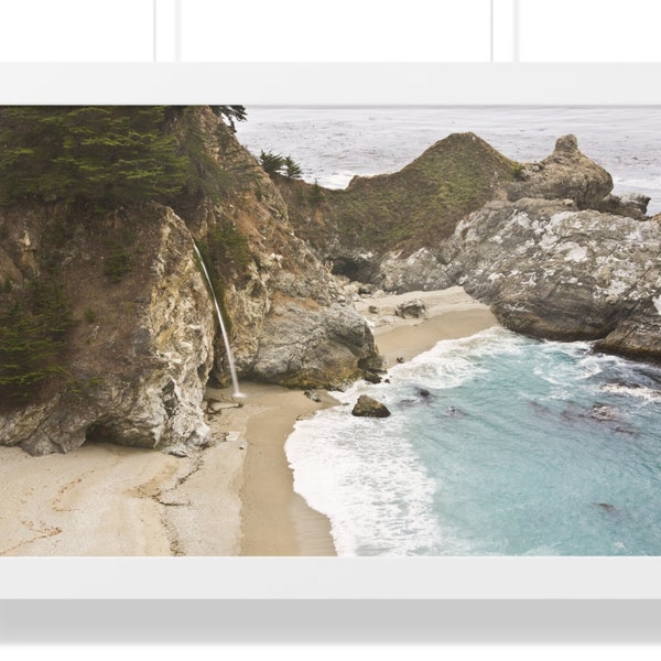 FRAMED* McWay Falls Julia Pfeiffer Burns State Park Pacific Coast in Big Sur, California Wall Decor Photo Picture Framed Horizontal Poster