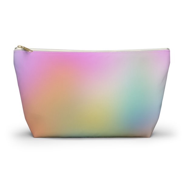 COSMETIC BAG* Rainbow Aura Gradient #48 Solar Plexus Pink Yellow ombre tie dye abstract blur - Accessory Pouch w T-bottom, Makeup Zip Case