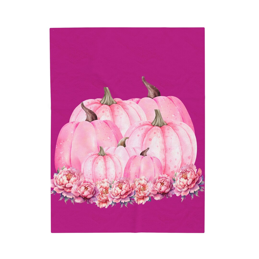 Pink Pumpkin Velveteen Plush Blanket Fall Etsy