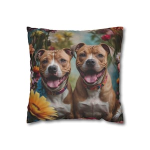 Staffordshire Bull Terrier Pillow, Certified Staffie Energy for Your Couch, All Over Print Throw Pillow for Staffie Dog Lovers