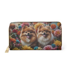 Cartera para Pomerania, bonito regalo para amantes de los perros Pomerania, cartera con cremallera para mujer, accesorio para Pomerania