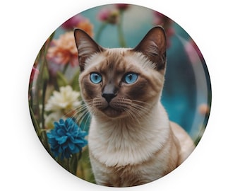 Imán para nevera de gato siamés, regalo para mamá gata, elegante decoración de cocina para gatos, regalo para dueños de mascotas siameses, imán de gato de ojos azules