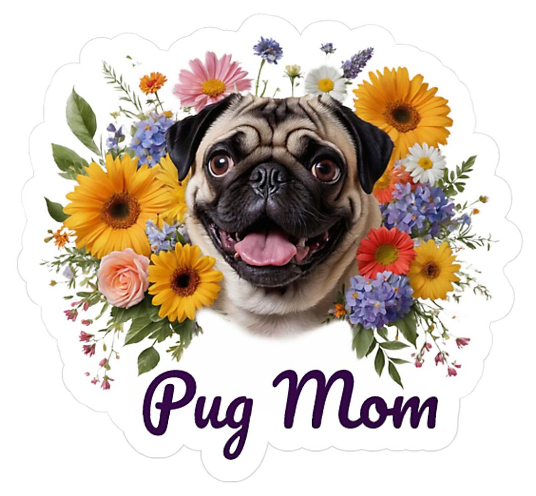 Personalized Pug Sticker: Custom Text Vinyl Decal - Dog Lover Gift - Etsy