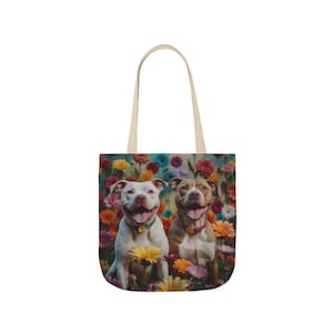 Pitbull Tote Bag, All Over Print Tote, Pittie Dog Mom Gift, Washable Strong Dog Tote, Loyal Dog Breed Carryall