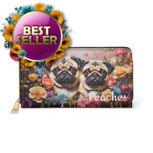 Personalisiertes Mops Portemonnaie für Hunde Mamis - Individuelles Hunde Liebhaber Geschenk - Niedliches Mops Accessoires - Haustier Name Geldbörse - Mops Mama Geburtstagsgeschenk