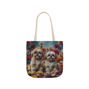 Shih Tzu Tragetasche, All Over Print Tote, flauschige Hundemama Geschenk, waschbare Tierliebhaber Tragetasche, Shih Tzu Rasse Tasche