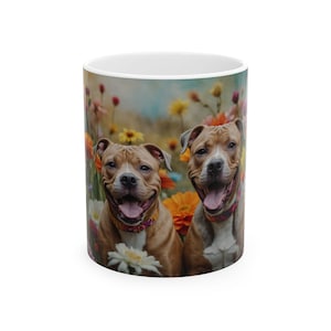 Staffordshire Terrier Mug, Funny Staffie Dog Lover Gift for Staffy Mom or Dad, Cute 11oz Ceramic Coffee Cup with Staffy Print