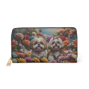 Shih Tzu Hundehalstuch, niedliches Hunde-Liebhaber-Geschenk, flauschiger Hunde-Reißverschlussbeutel, Haustier-Mama-Zusatz, Shih Tzu Druck-Geldbeutel