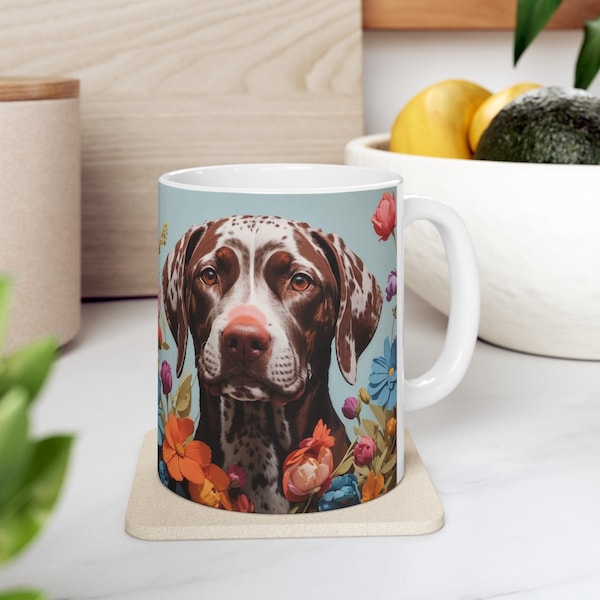 Archer The German Shorthaired Pointer White Ceramic Coffee Cup | Pointer Coffee Mug | Gift For Dog Lovers | Pet Portrait Coffee Mug