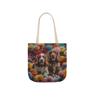 Cocker Spaniel Tote Bag, All Over Print Tote, Cocker Dog Mom Gift, Washable Floppy Ear Tote, Spaniel Breed Lover Bag