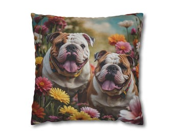 English Bulldog Throw Pillow: All-Over Print Dog Lover Gift