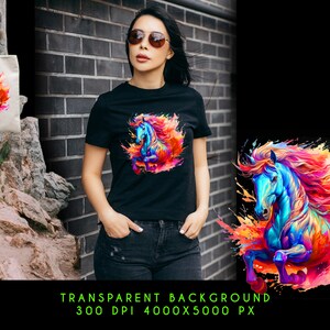DTF designs for shirt horse sublimation PNG for shirt  designs, horse paint color shirt clipart