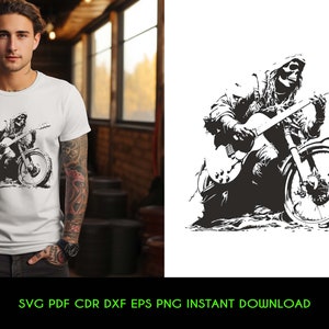 Motorrad Skelett SVG | Reiter Schädel Schnittdatei | Biker T-Shirt Design png | Motorrad Clipart | DXF sofort download