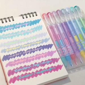 Dual headed highlighters and pens-Dual headed overlaying art pens and highlighters-Creative Art Pen Stationery Supplies