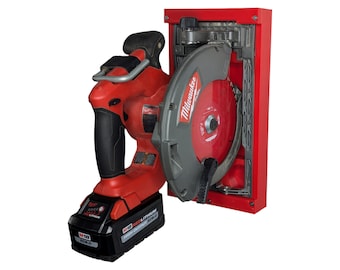 wall mount bracket for Milwaukee M18 Fuel 7.25&quot; circular saw - for garage or shop organization and secure storage