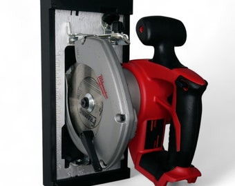wall mount bracket for Milwaukee M18 6.5&quot; circular saw 2630-20 - for garage or shop organization and secure storage