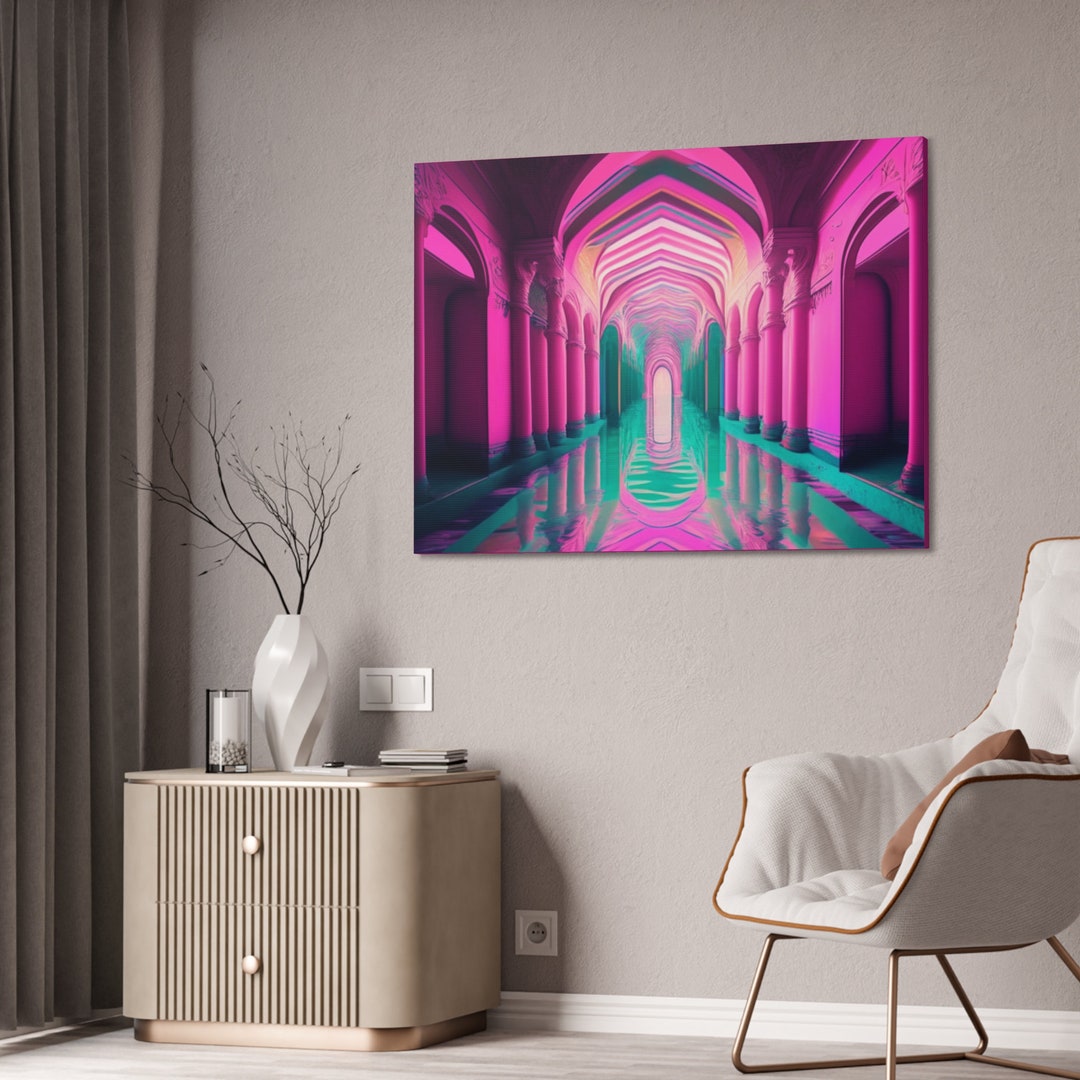 Vaporwave Liminal Spaces Infinite Hallways Canvas Stretched - Etsy