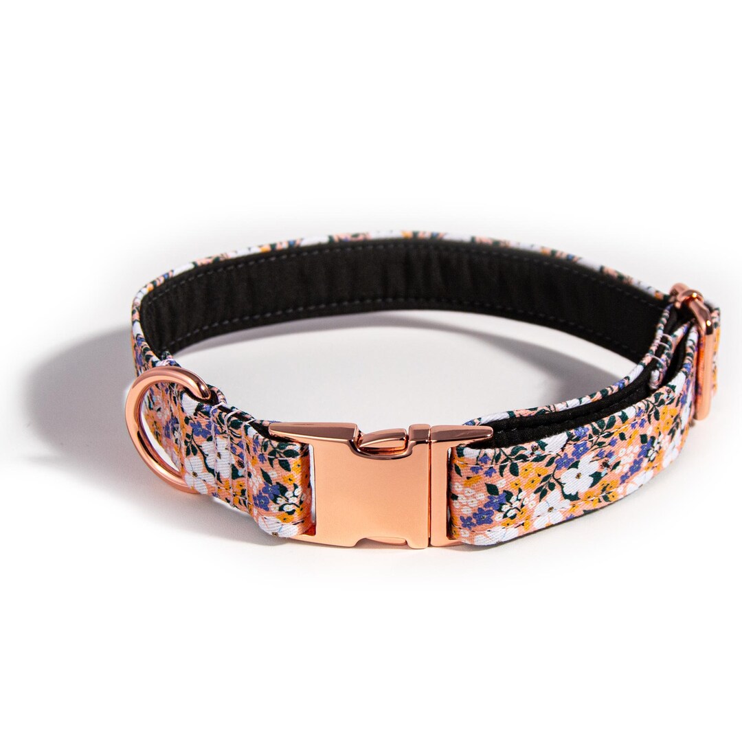 Dog Collar SPRING Floral Peach Dog Collar XS L Handmade Etsy