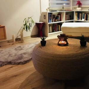 Handmade Jute Rope Coffee Table - Rustic Boho Style