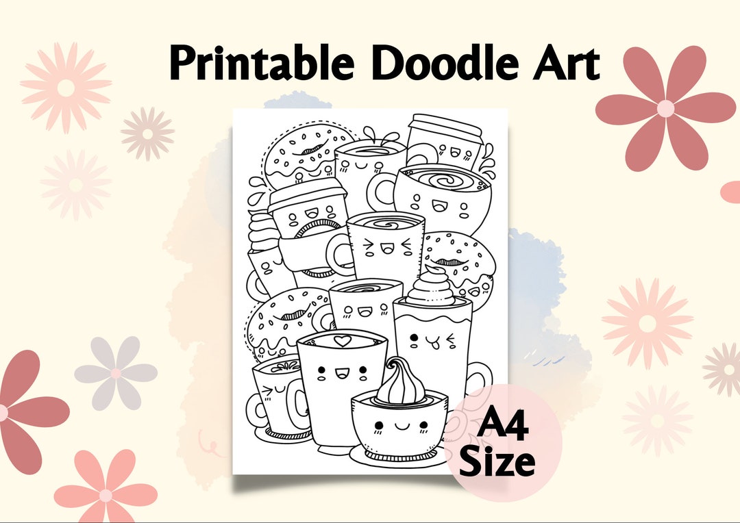 Printable Doodle Coloring Pages - Etsy