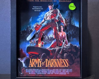 Army of Darkness "VHS Cover" 3D Shadowbox - 8"x10"  / Horror Evil Dead Sam Raimi Bruce Campbell