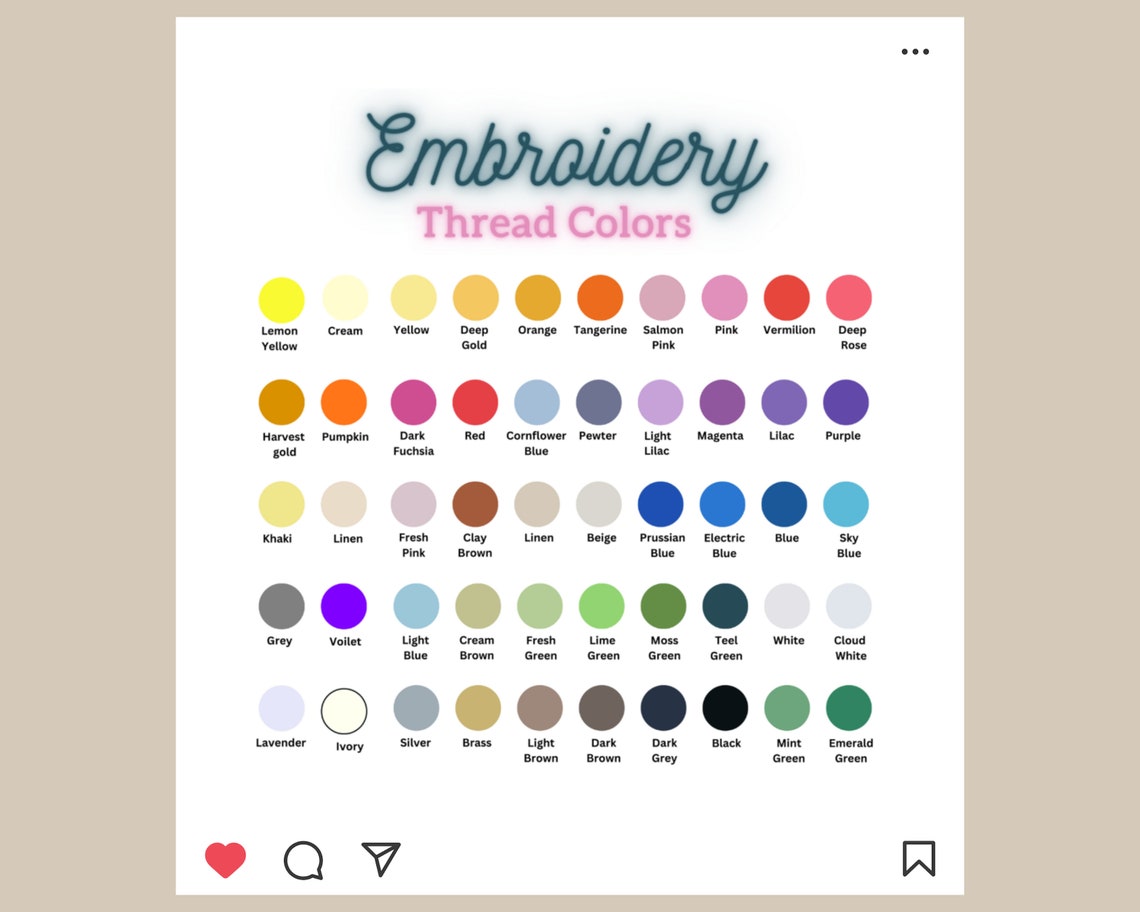 Embroidery Thread Color Chart, Simthread Color Chart, Simthread 63