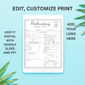 Editable Embroidery Order Form Template: Custom Design (PPTX, PDF, PNG)