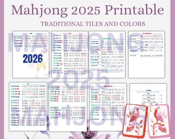 Mahjong 2025 Printable Cheat Sheet, NMJL Card 2025 Hands Guide, Beginner-Friendly Mahjong Help, American Mahjong Reference, Mahjong Lovers