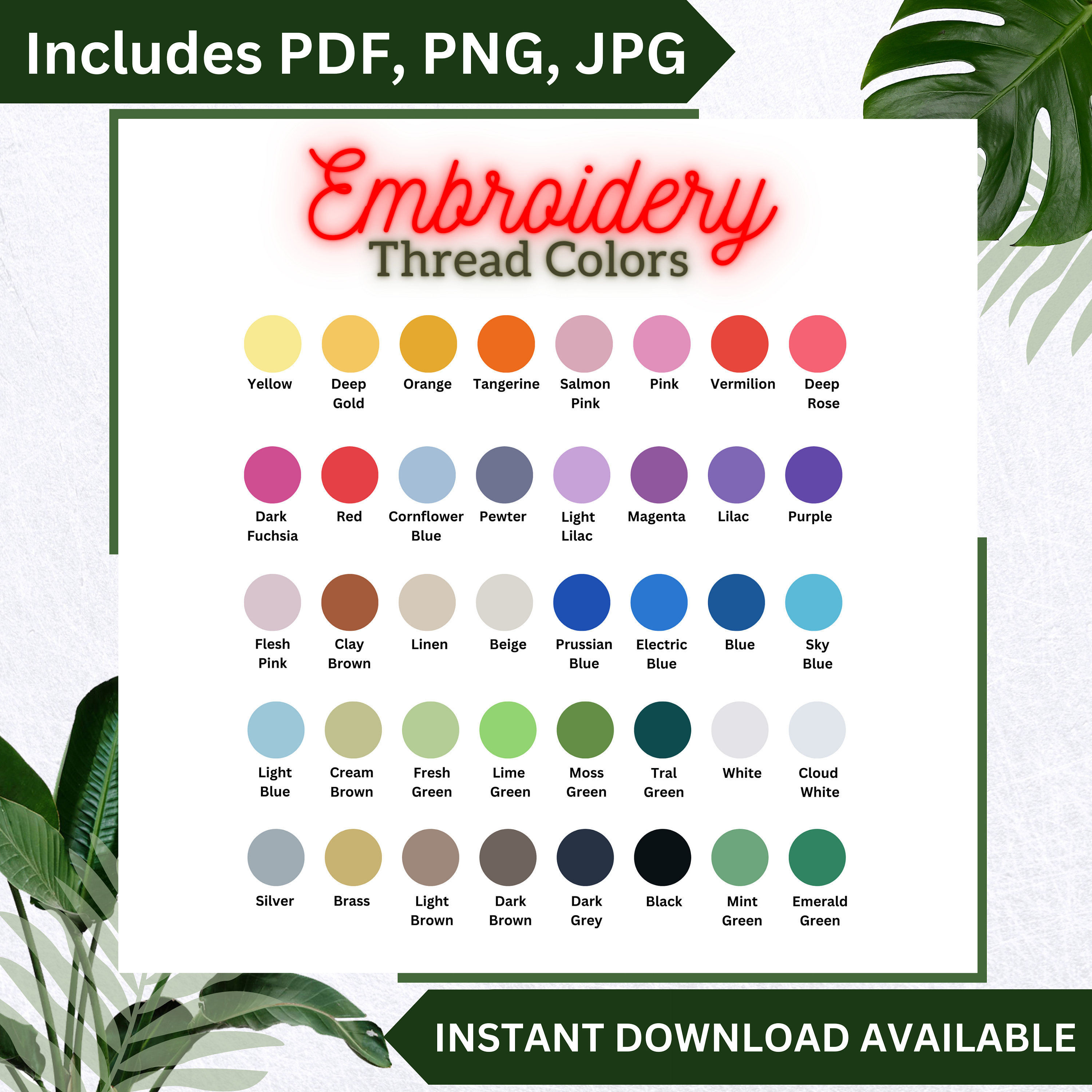 Editable Permanent Vinyl Color Chart Template BUNDLE