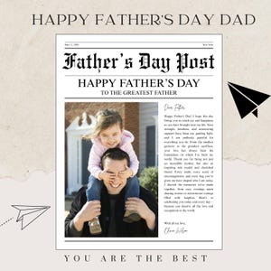 Plantilla de periódico para el Día del Padre, plantilla editable de Canva, regalo personalizado para el Día del Padre, tarjeta imprimible para el Día del Padre, regalo digital para el Día del Padre