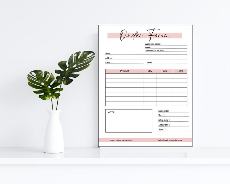 Editable Order Form Template, Modern Order Form, Small Business Forms, Modern Printable Order ...
