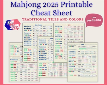 Mahjong 2025 Printable Cheat Sheet, NMJL Card 2025 Hands Guide, Beginner-Friendly Mahjong Help, American Mahjong Reference, Mahjong Lovers