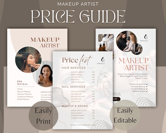 Makeup Artist Pricing Guide Editable Wedding Makeup Price List Customizable Beauty Service Price Template Makeup Price Sheet Flyer Etsy
