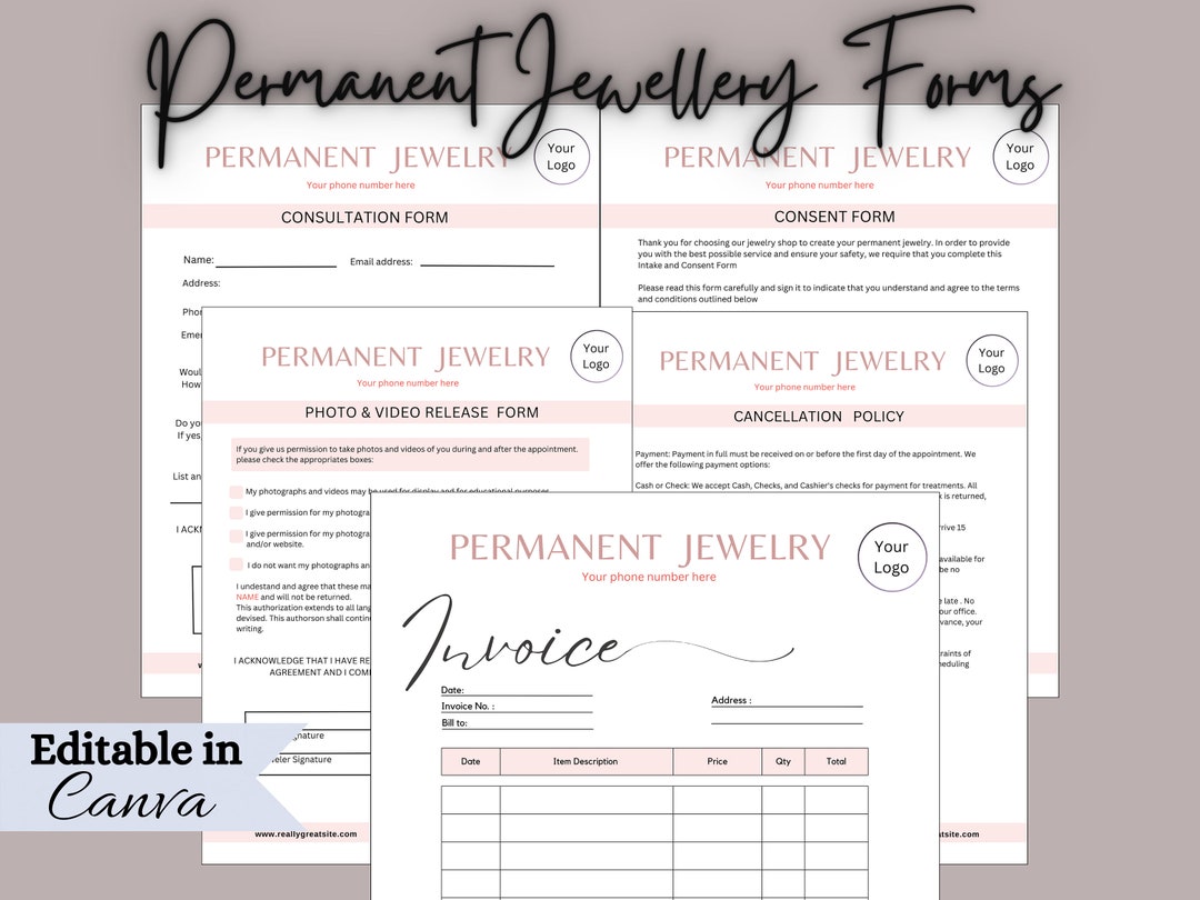 Permanent Jewelry Template Waiver Permanent Jewelry Consent Etsy
