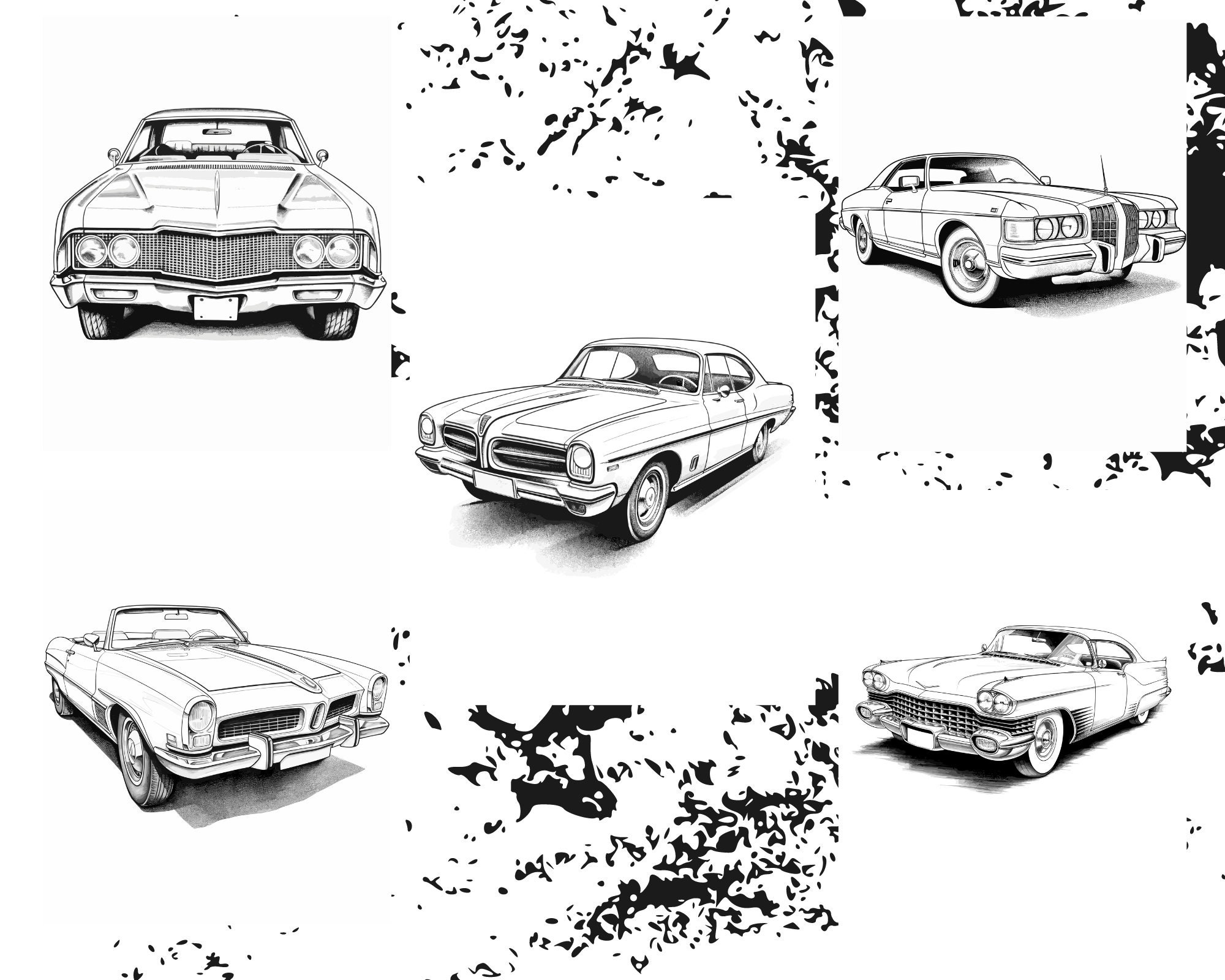 Vintage Retro Cars Coloring Pages, 1940s Cars Coloring Book for Adult