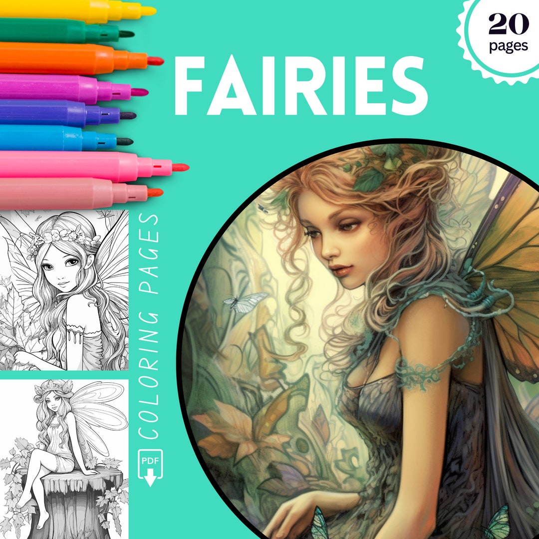 Magical Fairies Coloring Pages, Fairy Coloring Book for Adults ...