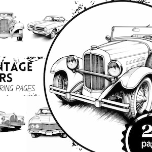 Vintage Retro Cars Coloring Pages, 1940s Cars Coloring Book for Adult, Vehicle Coloring, Auto Coloring,Download Coloring Page, Printable PDF