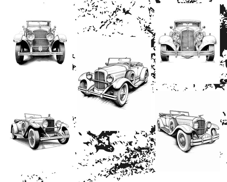Vintage Retro Cars Coloring Pages, 1940s Cars Coloring Book for Adult ...