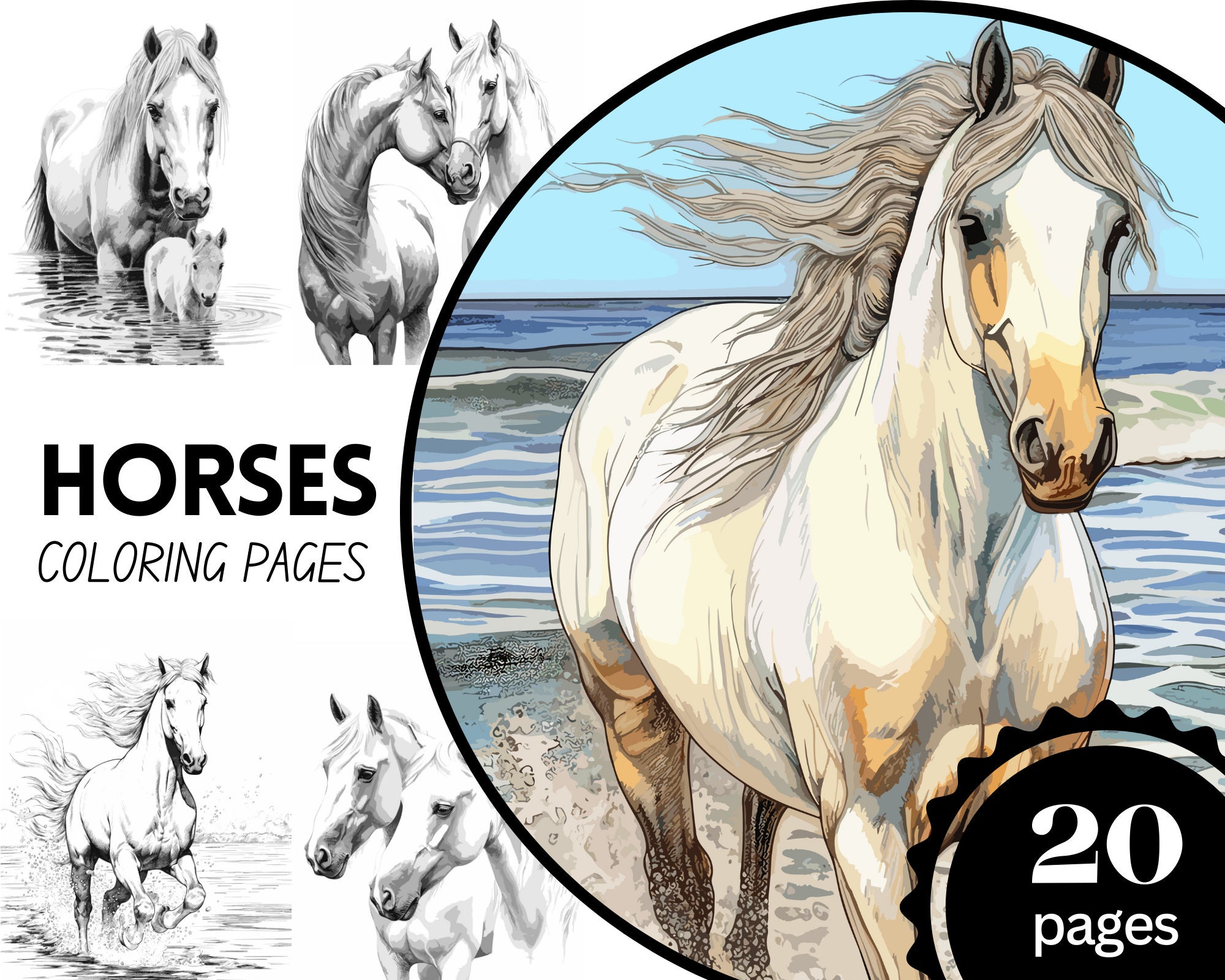 Horses Adult Coloring Book: Cute Animals: Relaxing Colouring Book - Coloring  Activity Book - Discover This Collection Of Horse Coloring Pages  (Paperback)