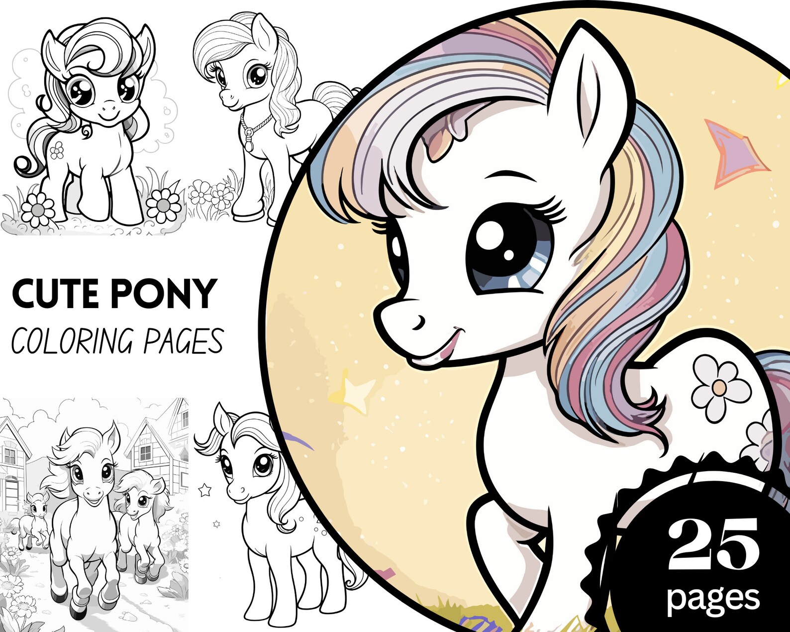 Colouring Ponies Learning Cute Little Pony Coloring Pages for Girls, Coloring Book for Kids ...