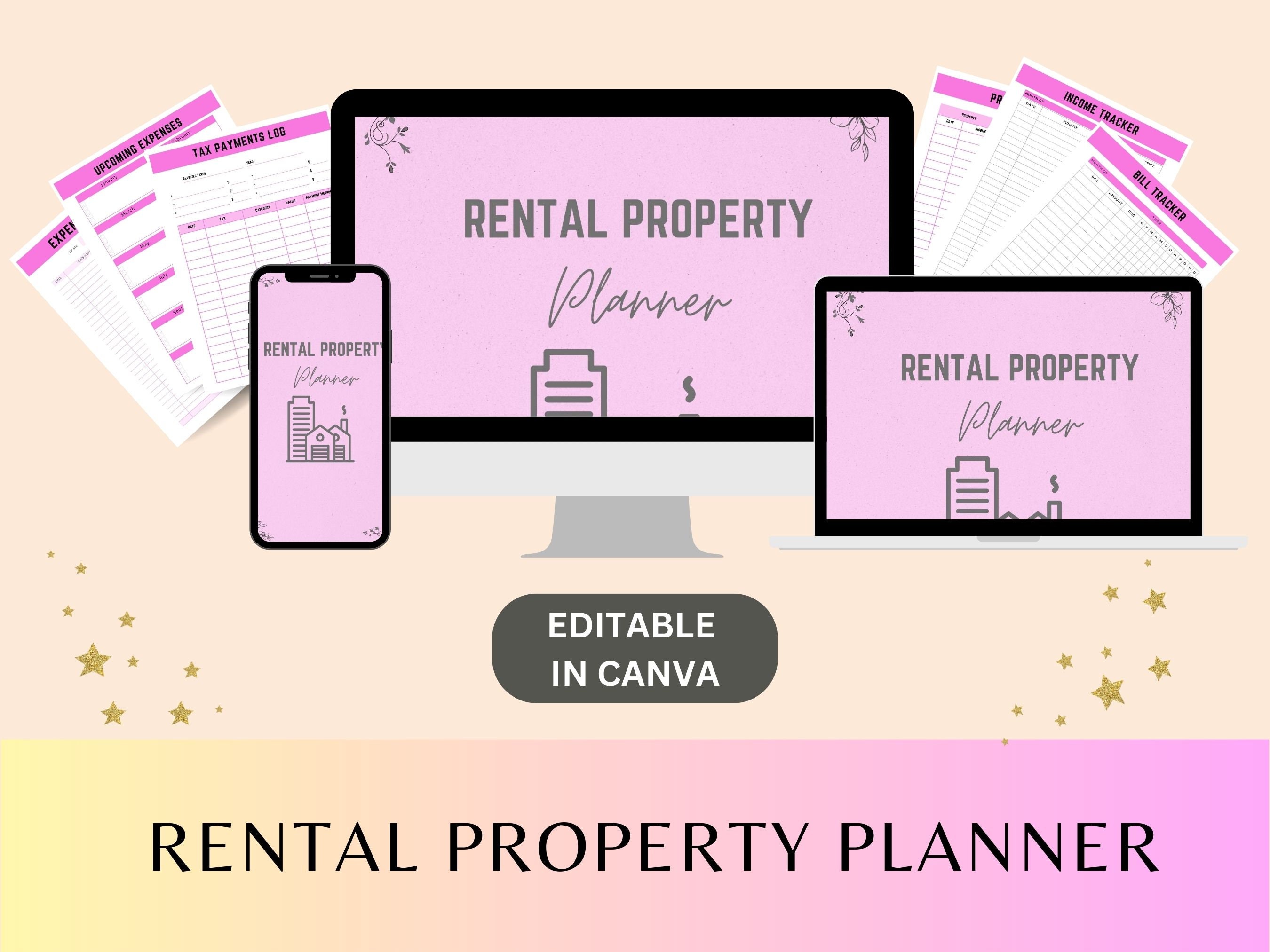 Rental Property Planner Canva Template, Rental & Expense Tracker
