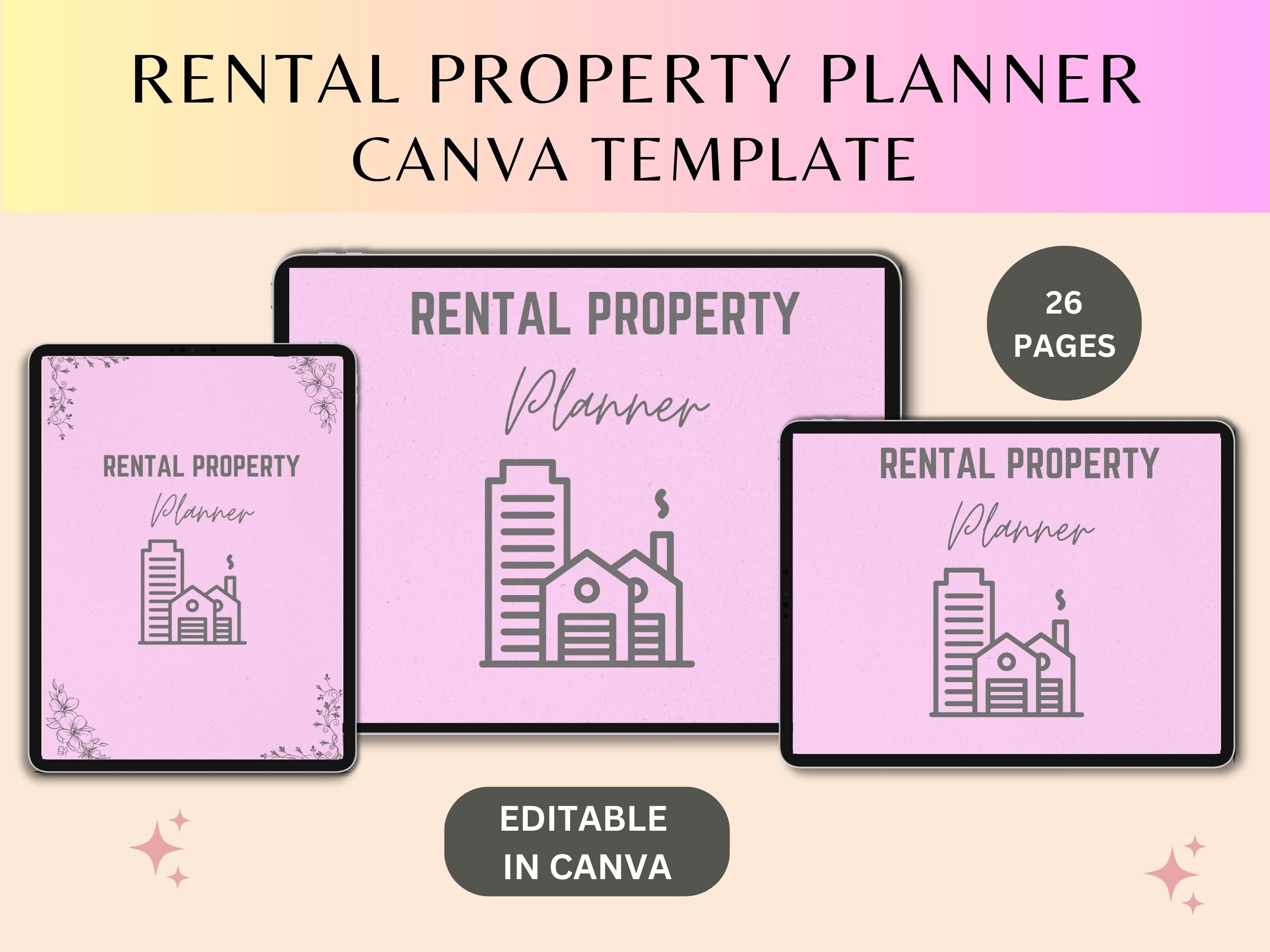 Rental Property Planner Canva Template, Rental & Expense Tracker