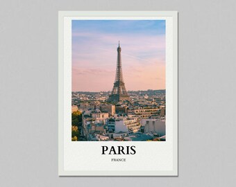 Paris Travel Poster, Eiffel Tower Print, France Poster, Minimalist Decor, Trendy Living Room Dorm Room Decor, Eclectic art, Digital Download